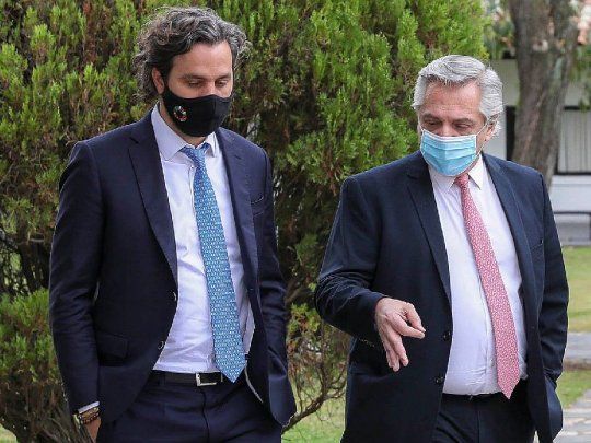 Alberto Fernández y Santiago Cafiero en la Quinta de Olivos.