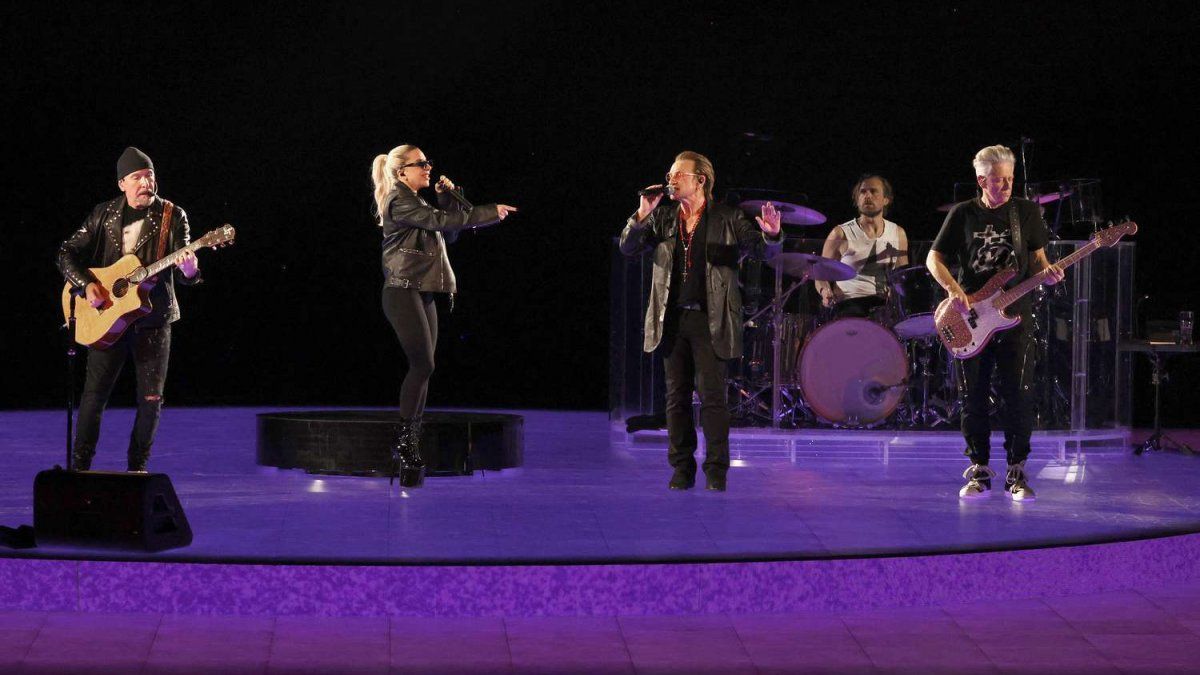 Lady Gaga joined U2 during their Las Vegas show