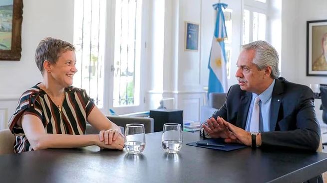 Verónica Gómez con el presidente Alberto Fernández.