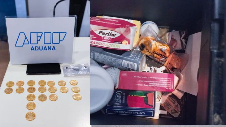 Las 20 monedas de oro descubiertas por agentes de la Aduana.