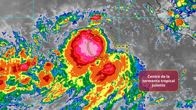 Centro de la tormenta tropical Juliette.