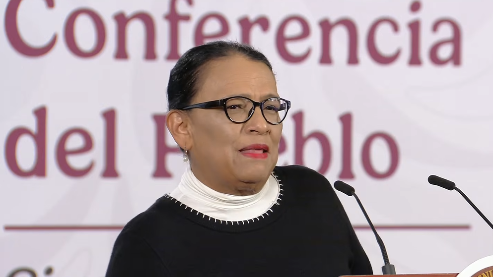 Rosa Icela Rodríguez habla en una nueva Mañanera del Pueblo.