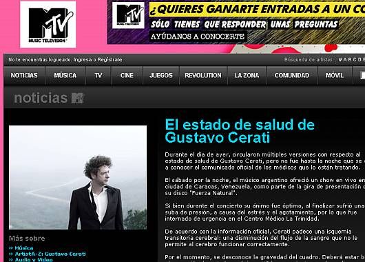 MTV siguió la noticia a través de su página web