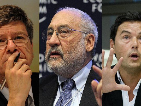 De izq. a der.:&nbsp;Jeffrey Sachs, Joseph Stiglitz&nbsp;y&nbsp;Thomas Piketty, tres de los economistas firmantes.