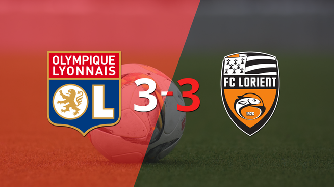 Los dos goles de Eli Kroupi no evitaron el empate entre Lorient y Olympique Lyon