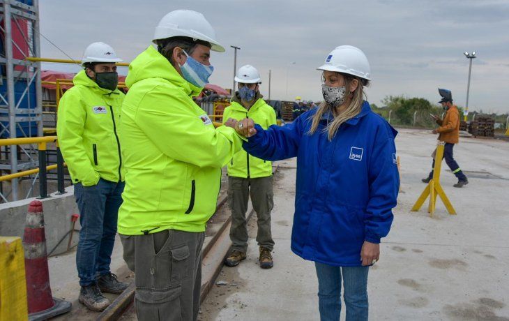 Malena Galmarini recorrió las obras del Sistema de Agua Sur.