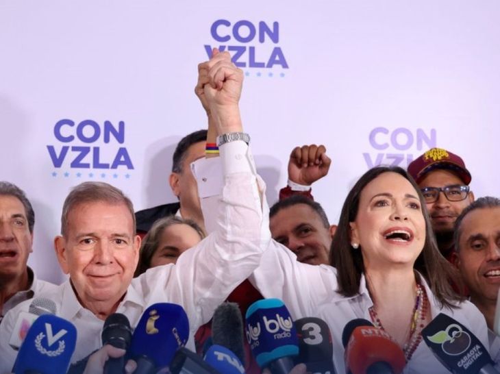 Urrutia y Machado en las elecciones en Venezuela.