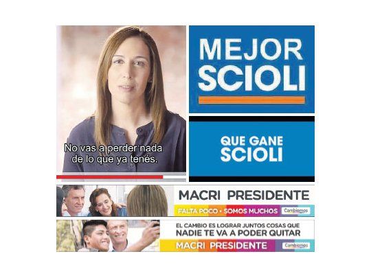 En el duelo de spots, el macrismo y el sciolismo salieron a probar distintas armas: Macri se ataja, vía Vidal y con nuevos eslóganes, de las acusaciones sobre que dará marcha atrás con políticas instauradas en estos años. Scioli, en tanto, personalizó absolutamente la campaña: “que gane Scioli” y “mejor Scioli” son dos mensajes de la campaña que tienen usinas publicitarias diferentes porque hay dos equipos simultáneos.