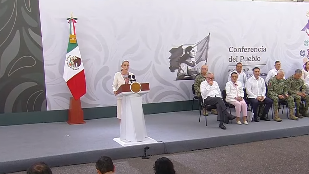 Claudia Sheinbaum en la Mañanera del Pueblo desde Mazatlán, Sinaloa.
