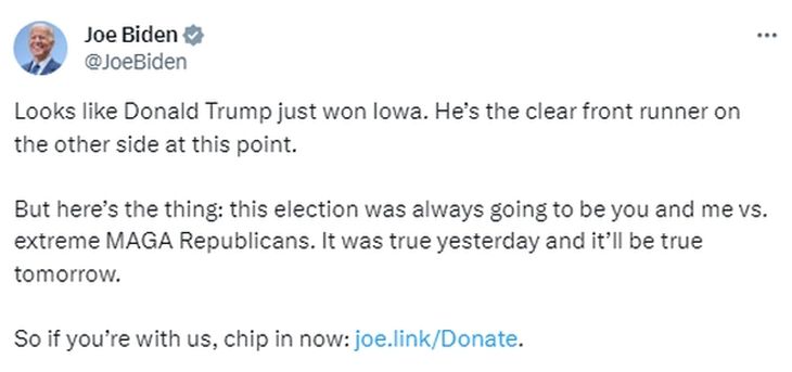 Joe Biden tweet. Joe Biden tweet.