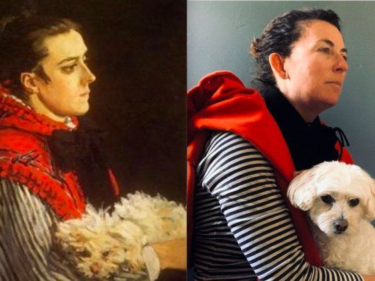 El retrato Camille with a Small Dog de Claude Monet fue recreado por una usuaria de Twitter.