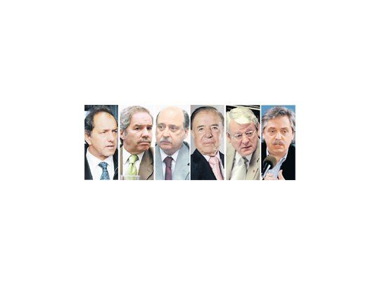 Daniel Scioli, Felipe Solá, José Pampuro, Carlos Menem, Carlos Kunkel, Alberto Fernández