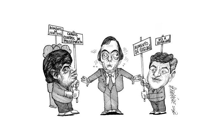 ámbito.com | Un Néstor Kirchner desorientado enfrenta difícil relación con sindicalistas criollos, que lo rodean con demandas varias.