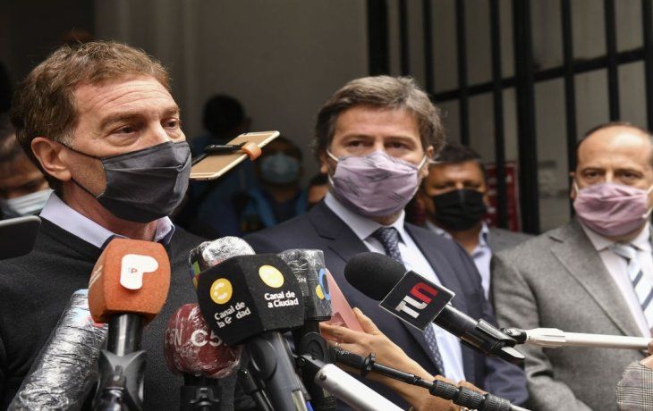 Diego Santilli junto a Juan Bautista Mahiques y Eduardo Villalba.