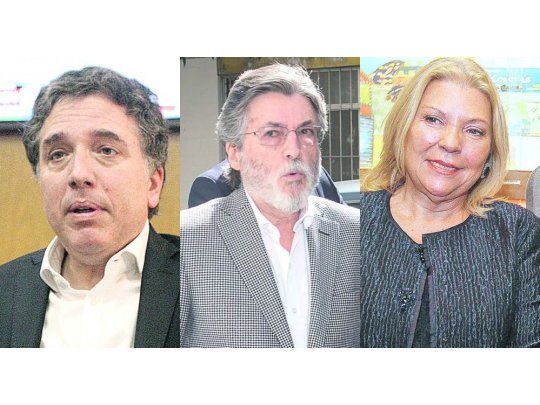 Nicolás Dujovne, Alberto Abad y Elisa Carrió.