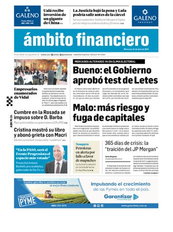 Tapa Edicion Impresa del 2019-04-24