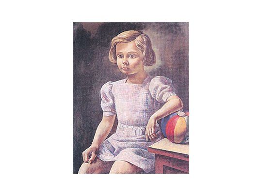 «La niña del balón» de Antonio Berni, una de las alrededorde las admirables obras de la pinacoteca del Ministeriode Educación, Ciencia y Tecnología, incluidas en elvalioso catálogo recientemente editado.