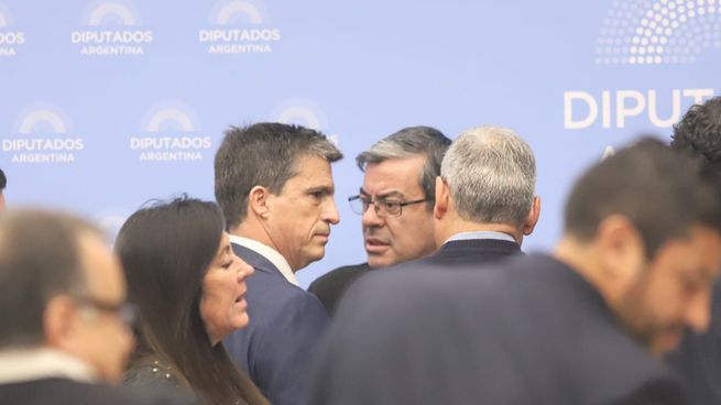 Germán Martínez, presidente del bloque de Unión por la Patria, y Juan Pablo Allan, director de la Agencia Nacional de Materiales Controlados.