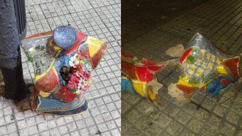 El maniquí, antes y después de la detonación