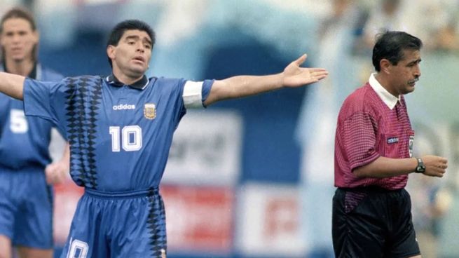 Diego Armando Maradona, en uno de los partidos del Mundial de Estados Unidos 1994.