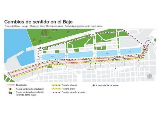 Paseo del Bajo: cambian sentido de 4 avenidas y recorrido de colectivos