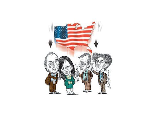 Néstor Kirchner, Cristina de Kirchner, Martín Redradoy Martín Lousteau.