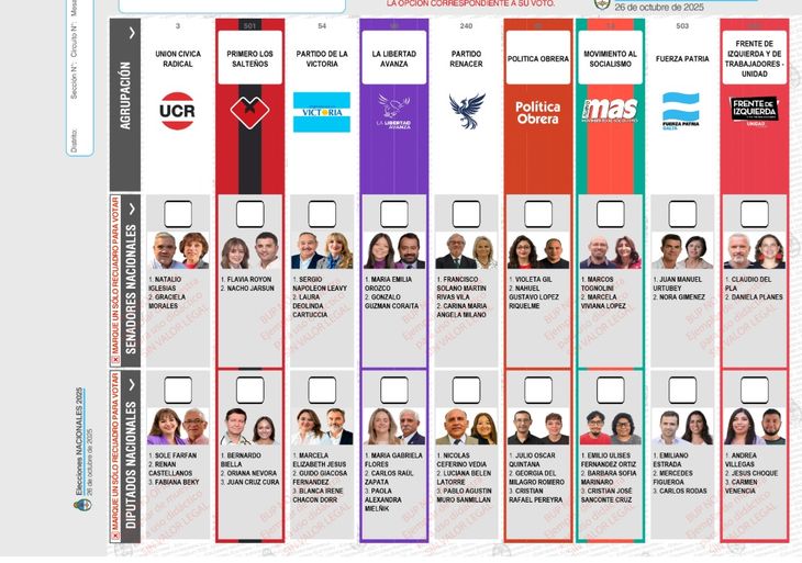 La Boleta Única de papel que se utilizará en Salta. La Boleta Única de papel que se utilizará en Salta.