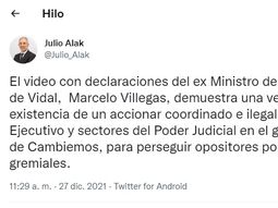 julio Alak tuiteó hoy contra la Gestapo antisindical.