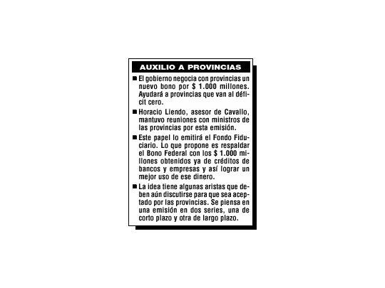 Apoya Cavallo Bono Federal para sueldos provinciales