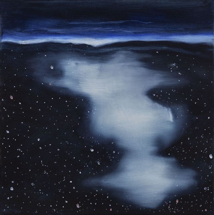 Cristina Portela, Hay un azul que sabe rezar (Desvelo #40) de la Serie HAY UN AZUL QUE SABE REZAR, 30 cm x 30 cm, óleo sobre tela, 2025 Cristina Portela, Hay un azul que sabe rezar (Desvelo #40) de la Serie HAY UN AZUL QUE SABE REZAR, 30 cm x 30 cm, óleo sobre tela, 2025