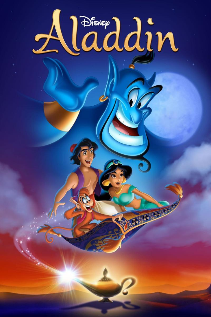 El afiche de publicidad de Aladdin, cuando salió la película. El afiche de publicidad de Aladdin, cuando salió la película.
