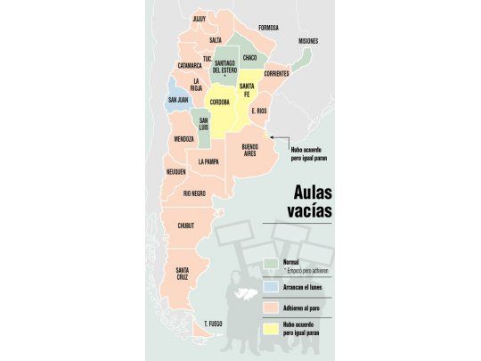 Por paro, no arrancan hoy clases en 20 provincias, pese a la conciliación