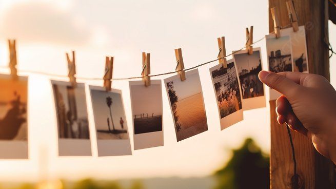 Esta idea ara reutilizar tus ganchos de ropa es genial para decorar tu casa con recuerdos.