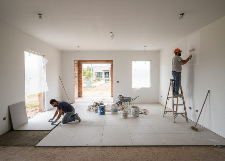 Detalles que construyen un hogar: mientras los pisos se asientan y las paredes reciben sus primeras capas de color, la futura casa cobra vida paso a paso Detalles que construyen un hogar: mientras los pisos se asientan y las paredes reciben sus primeras capas de color, la futura casa cobra vida paso a paso
