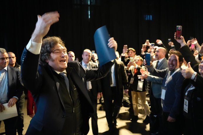 Javier Milei durante un congreso de La Libertad Avanza, en La Plata.