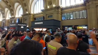 Trabajadores y usuarios en contra de la privatización de los trenes.