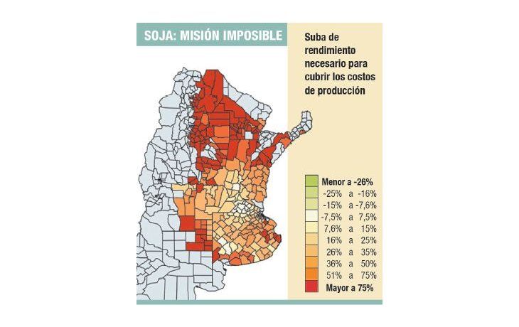 Soja y maíz: la producción es inviable en un 85% de las zonas