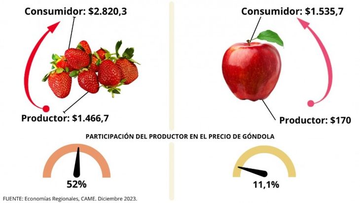 Los productos con mayores brechas IPOD mensuales fueron la manzana roja, la pera, la cebolla, el zapallito y el limón.