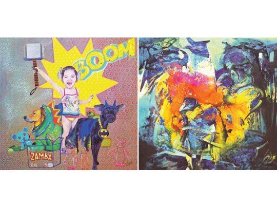 “De héroes y villanos”, de Tomás Bree, primer Premio Ledesma 2015; obra realizada con el lenguaje del Pop y representativa del actual contexto político argentino.  El segundo Premio, “Niña coplera en Carnaval” oscila entre la figuración y la abstracción, el paisaje envuelve a la figura, y son dramáticos el color y la forma, a pesar de la inocencia del título.