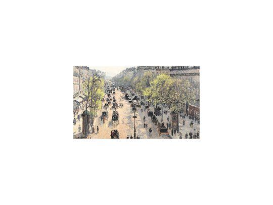 ”Le Boulevard Montmartre, matinée de printemps”, obra de Camille Pissarro que recorrió un largo y sinuoso camino (fue arrebatada por los nazis a una familia judía que la recuperó en 1999), tiene el estimado más alto de la subasta de Sotheby’s: entre 10,7 y 14 millones de dólares.