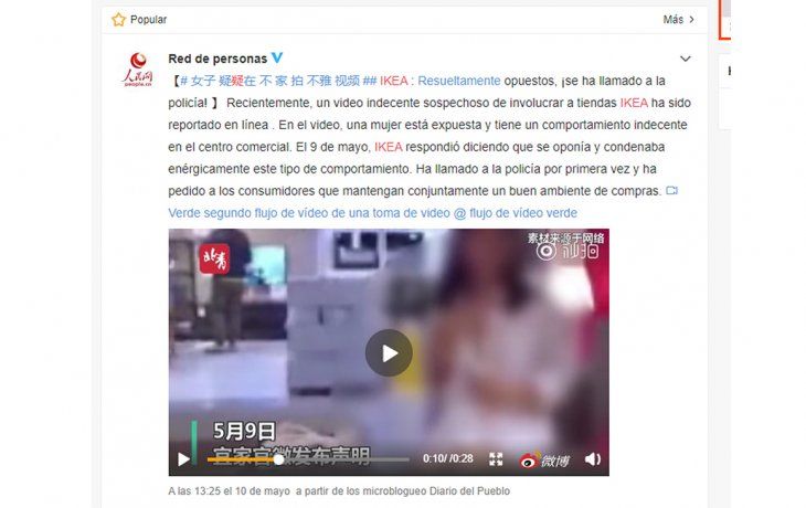 Los videos no censurados en la red social China Weibo son eliminados, pero en este caso el mismo fue dado de baja luego de volverse viral.