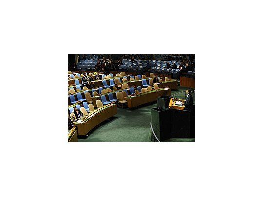 A solas. Ahmadineyad casi quedó sólo en su discurso ante Naciones Unidas.