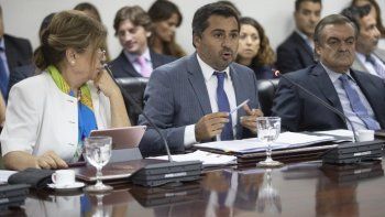 La comisión de Disciplina y Acusación del Consejo de la Magistratura decidió unificar las denuncias contra el juez federal Luis Rodríguez, acusado de recibir coimas. El consejero Diego Molea durante la reunion.