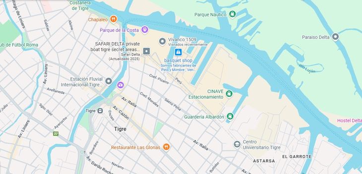 Zona en donde está el predio del Parque de la Costa que será subastado en 2026 (Foto: Google Maps) Zona en donde está el predio del Parque de la Costa que será subastado en 2026 (Foto: Google Maps)