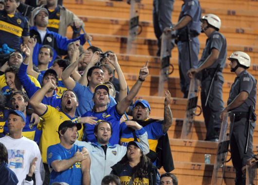 La hinchada de Boca en el estadio Pacaembú
