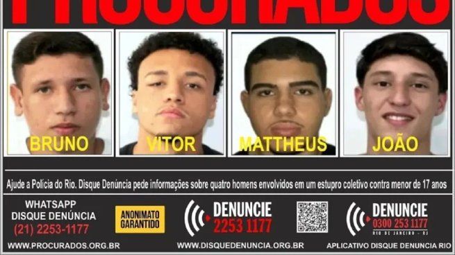 Los acusados de violar a una jopven en Brasil.