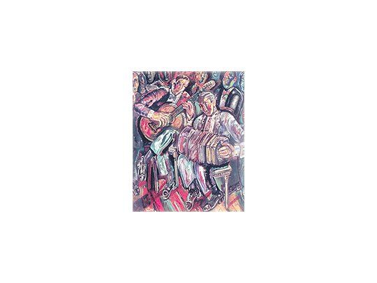 «Tango» de Aldo Severi, uno de los 42 cuadros de los 17artistas seleccionados para la atractiva exposición «Cafésy sus circunstancias».