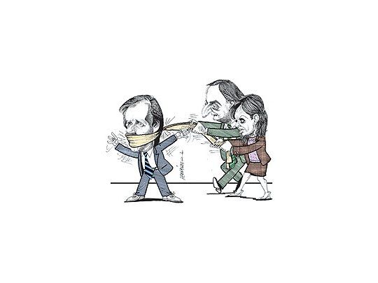 Martín Redrado, Néstor Kirchner y Cristina Kirchner.
