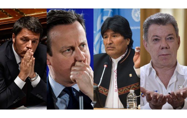 ámbito.com | Matteo Renzi, David Cameron, Evo Morales, y Juan Manuel Santos.