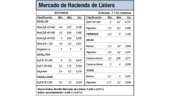 Bajas del 2,9% en Liniers por la escasa demanda